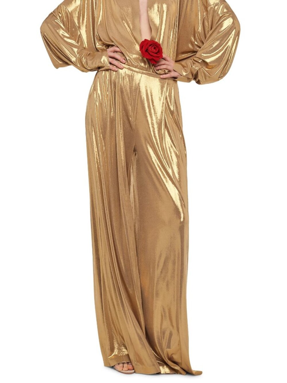 Norma Kamali Gold Mens Pleat Pant, XXS